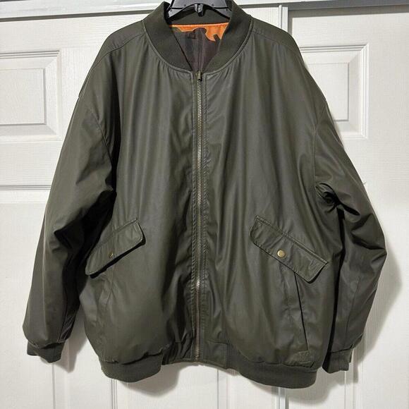 Vtg Camo Bomber Jacket Mens XL Reversible Blaze Orange Duck Camo PVC Shell - Picture 11 of 15